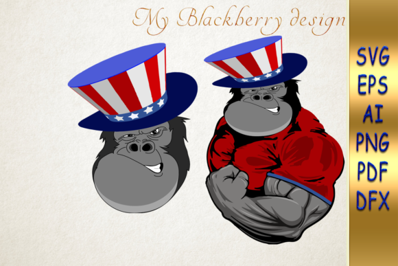 Gorilla in Top Hat Graphics for Crafts