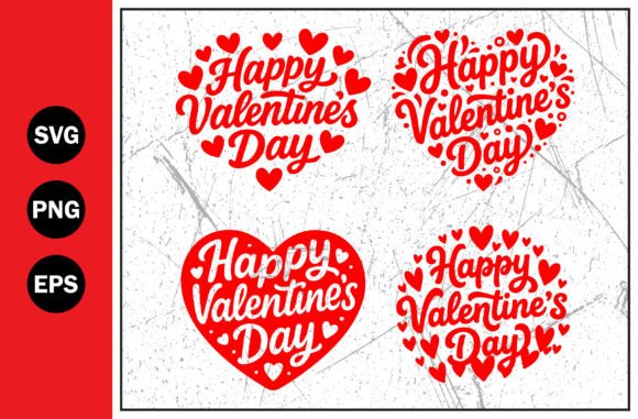 Happy Valentines Day Typography Bundle Graphics for T-Shirt Designs