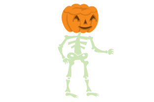 Jack O Lantern Skeleton for Halloween Crafts and Branding