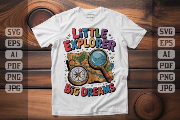 Little Explorer Big Dreams Space Map Graphics for T-Shirt Designs